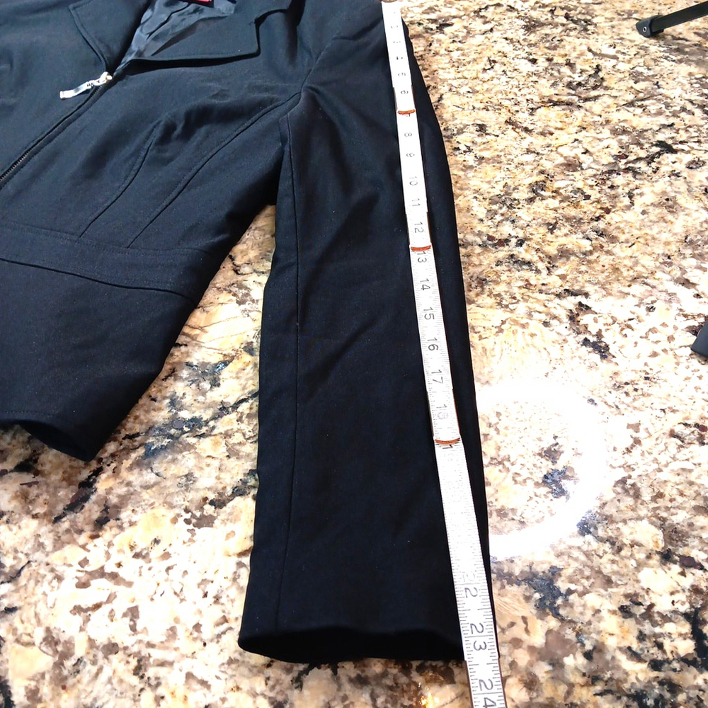 Size 8 Denver Hayes Black Womens Zip Up Blazer Short Coat Shoulder Pads - Picture 7 of 9